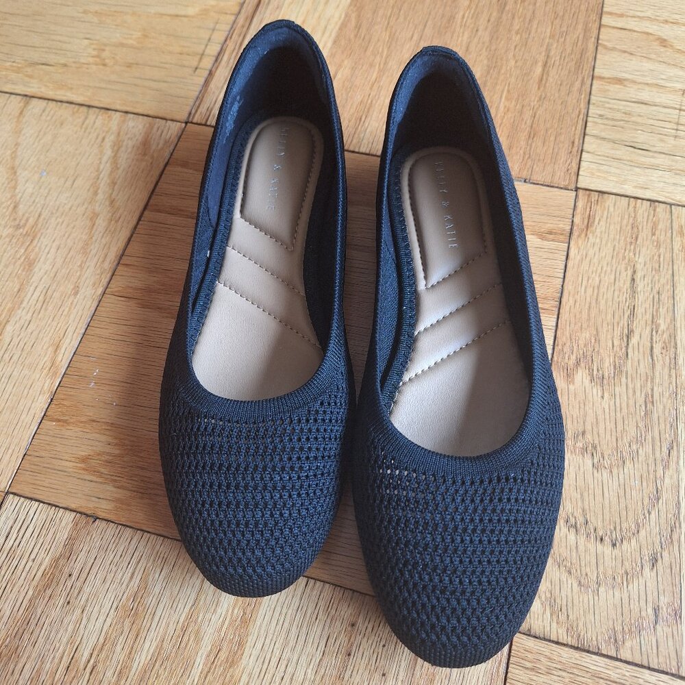 FLAT BALLET BLACK SHOES KELLY & KATIE